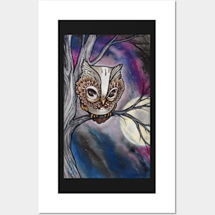 shy night owl painting. Posters and Art